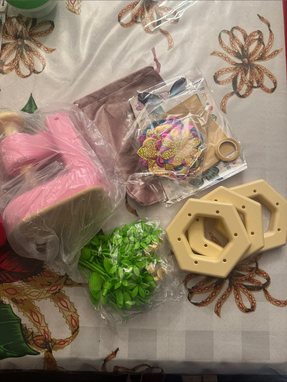 Kids Artificial Flower Machine Creative DIY Handmade Education Toy Pink & Beige